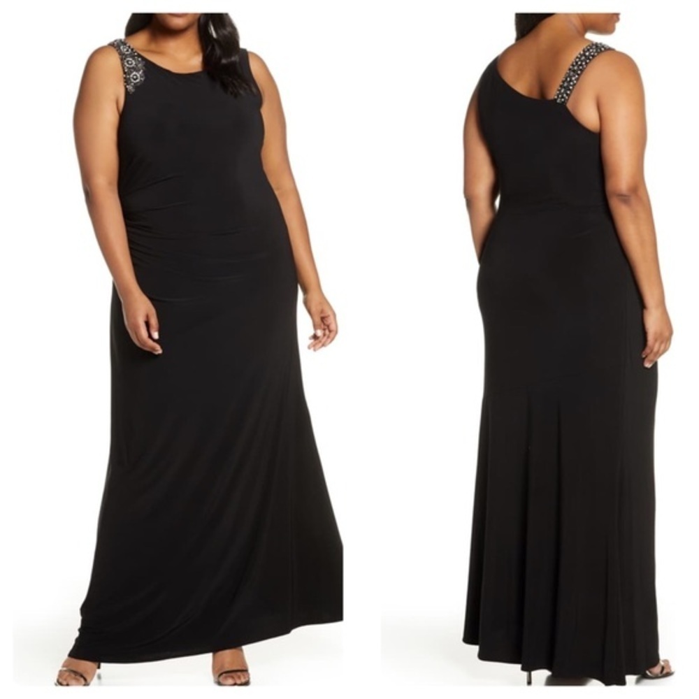 Vince Camuto Plus Size Embellished Gown Black 20W